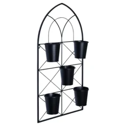 Kirkland's Home Black Metal Panel 5-Pot Wall Planter- Wall Storage