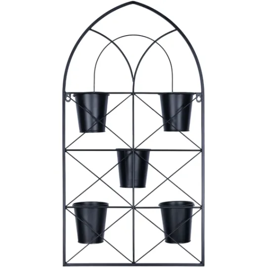 Kirkland's Home Black Metal Panel 5-Pot Wall Planter- Wall Storage
