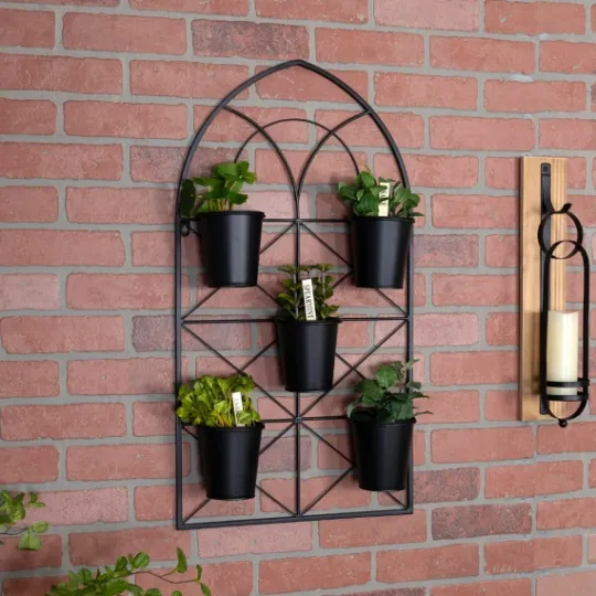 Kirkland's Home Black Metal Panel 5-Pot Wall Planter- Wall Storage