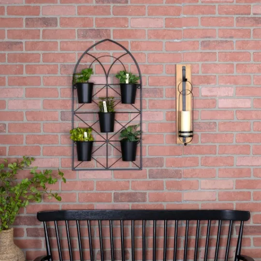Kirkland's Home Black Metal Panel 5-Pot Wall Planter- Wall Storage