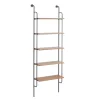 Kirkland's Home Black Metal Pipe Frame Brown Wood Wall Shelf- Shelves