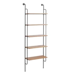 Kirkland's Home Black Metal Pipe Frame Brown Wood Wall Shelf- Shelves