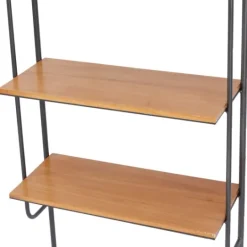 Kirkland's Home Black Metal Pipe Frame Brown Wood Wall Shelf- Shelves
