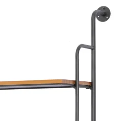 Kirkland's Home Black Metal Pipe Frame Brown Wood Wall Shelf- Shelves