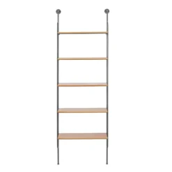 Kirkland's Home Black Metal Pipe Frame Brown Wood Wall Shelf- Shelves