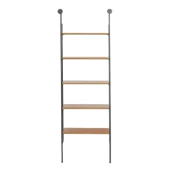 Kirkland's Home Black Metal Pipe Frame Brown Wood Wall Shelf- Shelves