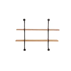 Kirkland's Home Black Metal Pipe Two-Tier Wall Mounted Shelf- Shelves