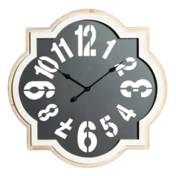 Kirkland's Home Black Metal Quatrefoil Farmhouse Wall Clock- Clocks