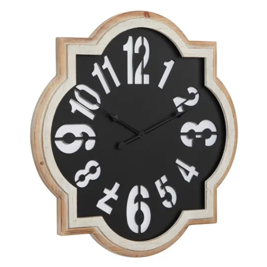 Kirkland's Home Black Metal Quatrefoil Farmhouse Wall Clock- Clocks
