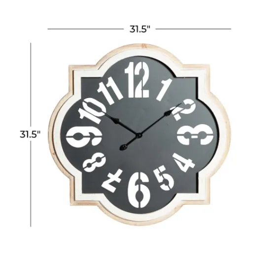 Kirkland's Home Black Metal Quatrefoil Farmhouse Wall Clock- Clocks