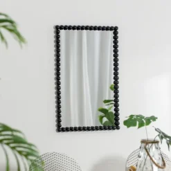 Kirkland's Home Black Metal Rectangle Beaded Wall Mirror- Decorative Mirrors