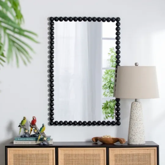 Kirkland's Home Black Metal Rectangle Beaded Wall Mirror- Decorative Mirrors