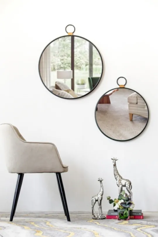 Kirkland's Home Black Metal Round Top Loop Wall Mirror- Decorative Mirrors