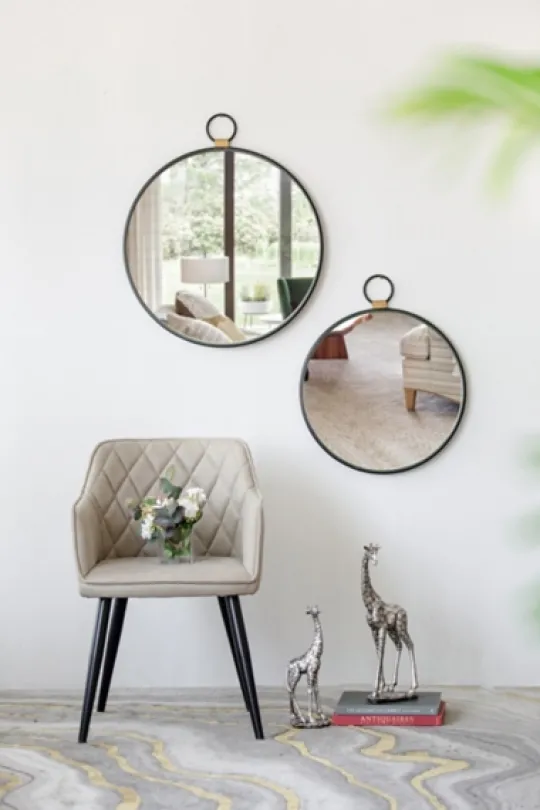 Kirkland's Home Black Metal Round Top Loop Wall Mirror- Decorative Mirrors