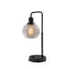 Kirkland's Home Black Metal Table Lamp With Textured Glass Shade- Table Lamps