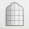 Kirkland's Home Black Metal Windowpane Arched Wall Mirror- Decorative Mirrors