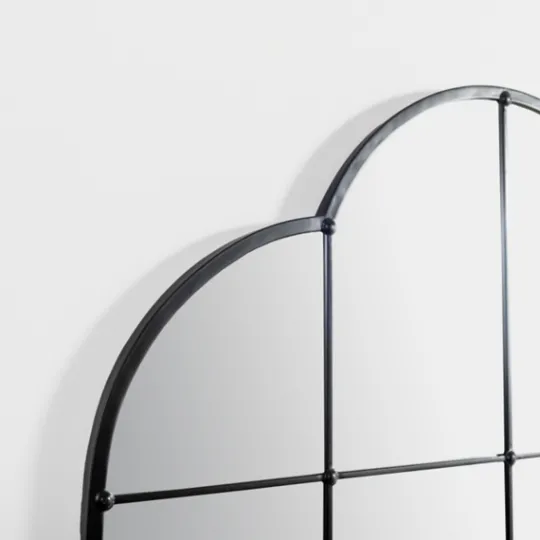 Kirkland's Home Black Metal Windowpane Arched Wall Mirror- Decorative Mirrors