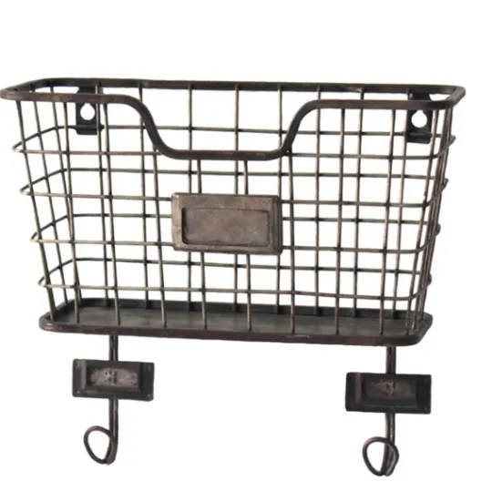 Kirkland's Home Black Metal Wire Mail Wall Pocket- Wall Storage