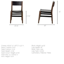 Kirkland's Home Black Modern Mango Wood Blocky Dining Chair- Dining Chairs