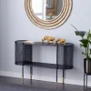 Kirkland's Home Black Modern Oval Perforated Console Table- Console Tables