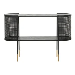Kirkland's Home Black Modern Oval Perforated Console Table- Console Tables