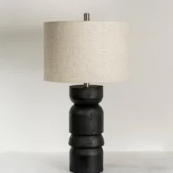 Kirkland's Home Black Modern Ridge Table Lamp- Table Lamps