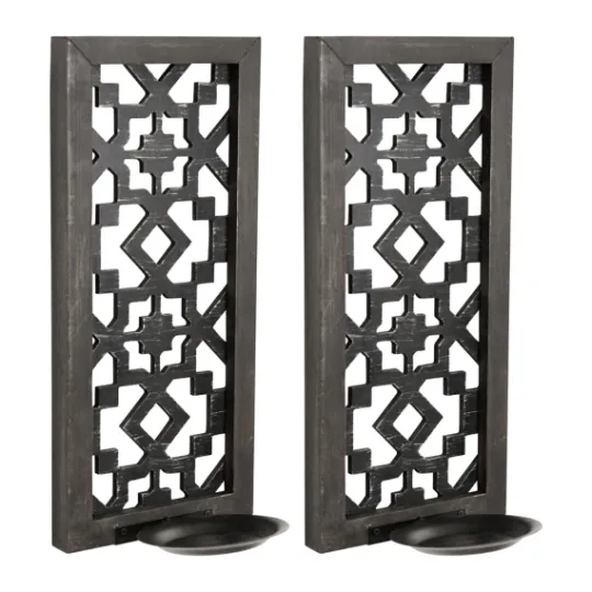 Kirkland's Home Black Ornate Laser Cut Sconces, Set Of 2- Sconces