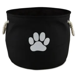 Kirkland's Home Black Paw Print Round Pet Basket- Baskets & Boxes