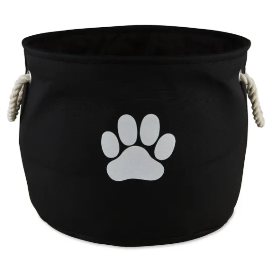 Kirkland's Home Black Paw Print Round Pet Basket- Baskets & Boxes