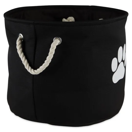 Kirkland's Home Black Paw Print Round Pet Basket- Baskets & Boxes