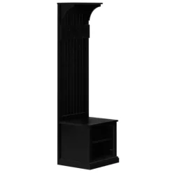 Kirkland's Home Black Pine Wood Grooved Hall Tree- Entryway Furniture