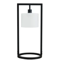 Kirkland's Home Black Rectangle Hanging Shade Table Lamp- Table Lamps