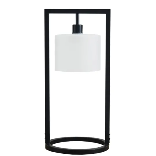 Kirkland's Home Black Rectangle Hanging Shade Table Lamp- Table Lamps