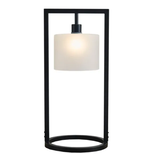 Kirkland's Home Black Rectangle Hanging Shade Table Lamp- Table Lamps