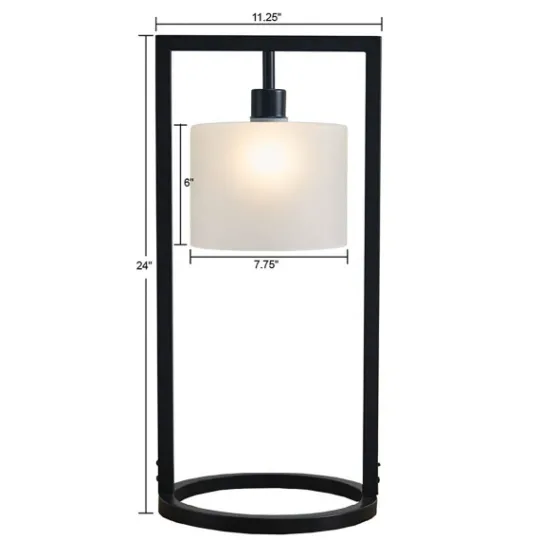 Kirkland's Home Black Rectangle Hanging Shade Table Lamp- Table Lamps