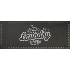 Kirkland's Home Black Retro Wash And Fold Floor Mat, 24X60- Kitchen & Floor Mats