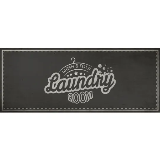 Kirkland's Home Black Retro Wash And Fold Floor Mat, 24X60- Kitchen & Floor Mats