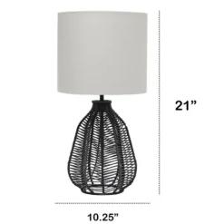 Kirkland's Home Black Rope Woven Table Lamp- Table Lamps