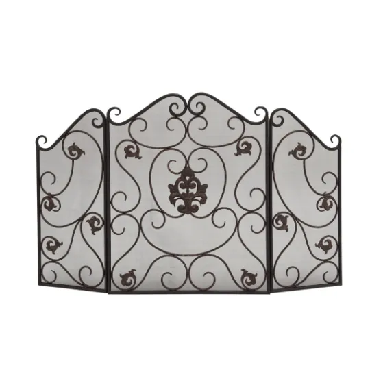 Kirkland's Home Black Scroll And Medallion Metal Fireplace Screen- Fireplace Accessories