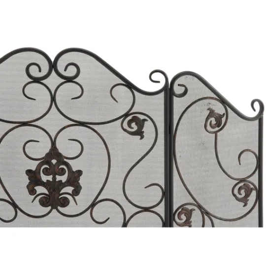 Kirkland's Home Black Scroll And Medallion Metal Fireplace Screen- Fireplace Accessories