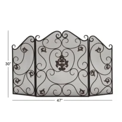 Kirkland's Home Black Scroll And Medallion Metal Fireplace Screen- Fireplace Accessories