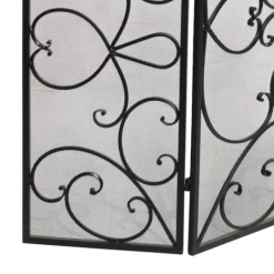 Kirkland's Home Black Scroll Work Metal Fireplace Screen- Fireplace Accessories