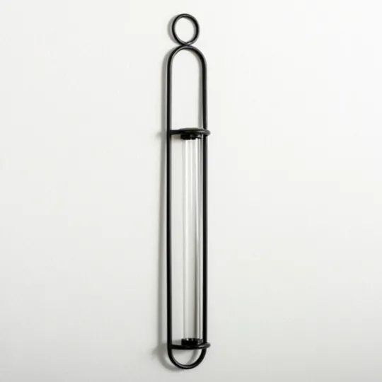 Kirkland's Home Black Singular Glass Wall Budvase- Wall Storage