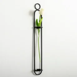 Kirkland's Home Black Singular Glass Wall Budvase- Wall Storage