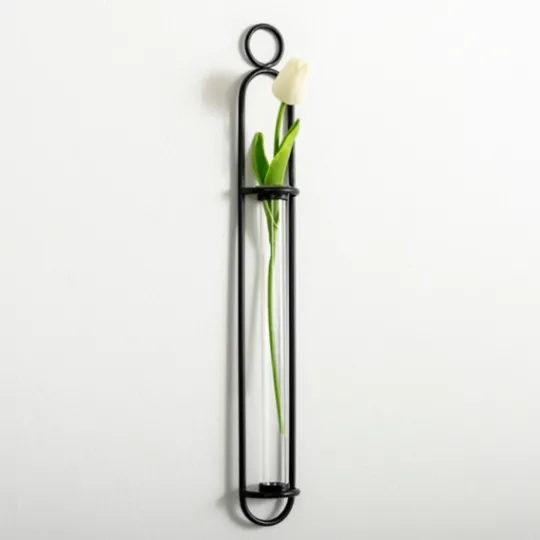 Kirkland's Home Black Singular Glass Wall Budvase- Wall Storage