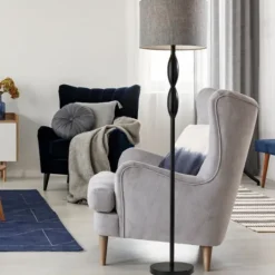 Kirkland's Home Black Slim Hourglass Floor Lamp- Floor Lamps