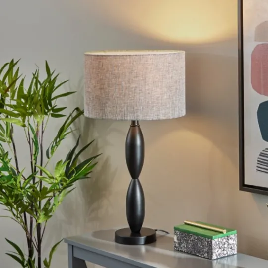 Kirkland's Home Black Slim Hourglass Table Lamp- Table Lamps