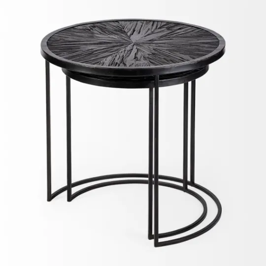 Kirkland's Home Black Starburst Nesting Accent Tables, Set Of 2- Accent & End Tables
