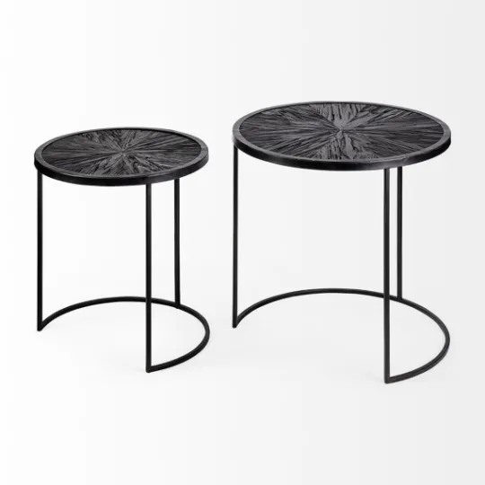 Kirkland's Home Black Starburst Nesting Accent Tables, Set Of 2- Accent & End Tables