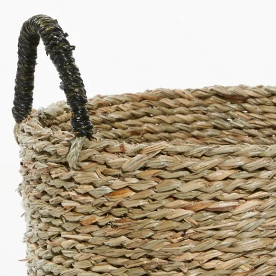 Kirkland's Home Black Stripe Sea Grass Baskets, Set Of 3- Baskets & Boxes